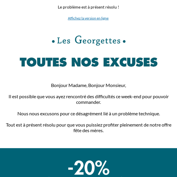 Toutes nos excuses !