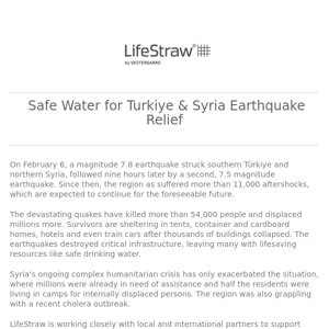 Safe water for Turkiye & Syria