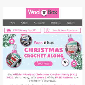 Double Reward Points TODAY Only | WoolBox Christmas Crochet Along: FREE Pattern Week 1 Now Available