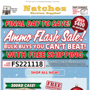 Final Day for Ammo Flash Sale with Free Shipping!