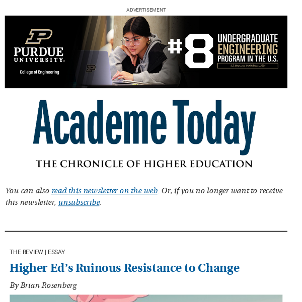 Academe Today: Higher ed’s ruinous resistance to change (opinion)