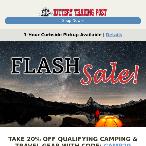 Take 20% Off Camping Now!