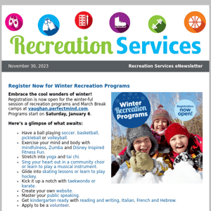 ❄️Register Now for Winter Recreation Programs