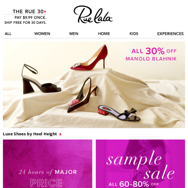 Rue La La Manolo Blahnik Shoes Sale Up to 20% Off + 10% off