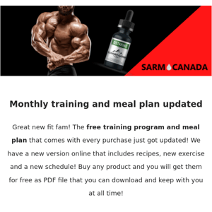 Reminder: Free lean muscle building Training and meal plan with every order!