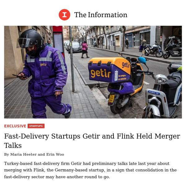 Fast-Delivery Startups Getir and Flink Held Merger Talks