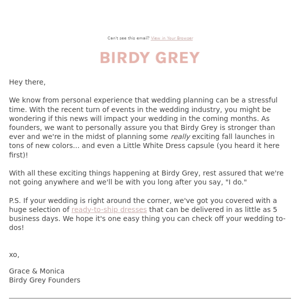 A message from Birdy Grey