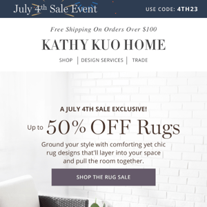 Up to 50% OFF Rugs: July 4th Exclusive 🎆