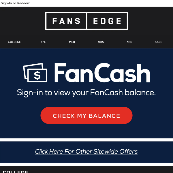View Your Balance and FanCash Bonus
