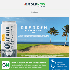 Bring on the Hot Deals and the chance for free golf from Corona Premier