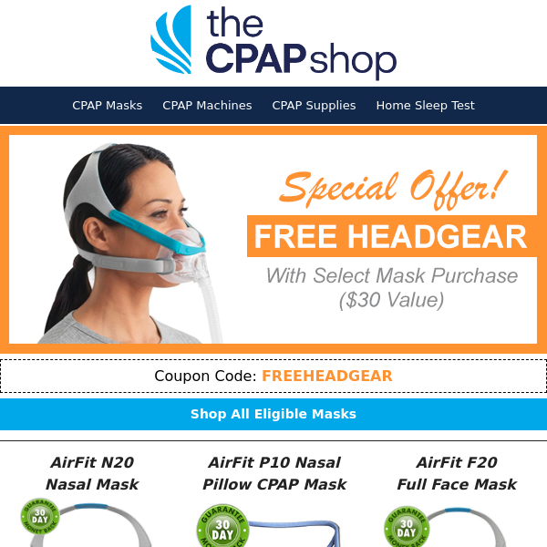 Friday Frenzy! FREE Headgear with Select CPAP Mask Purchase