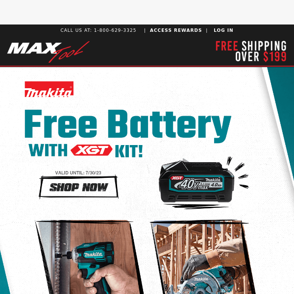 Get A FREE Makita XGT Battery!