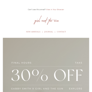 FINAL HOURS | 30% OFF