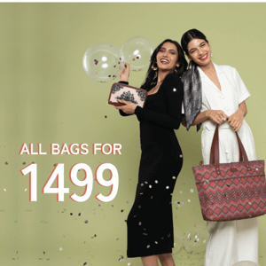 Last Day of Sale. All bags only at ₹1499.