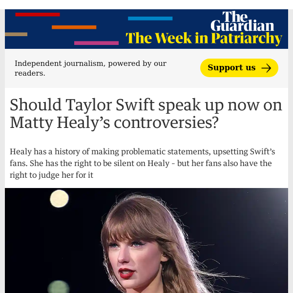 Should Taylor Swift speak up now on Matty Healy’s controversies? | Arwa Mahdawi