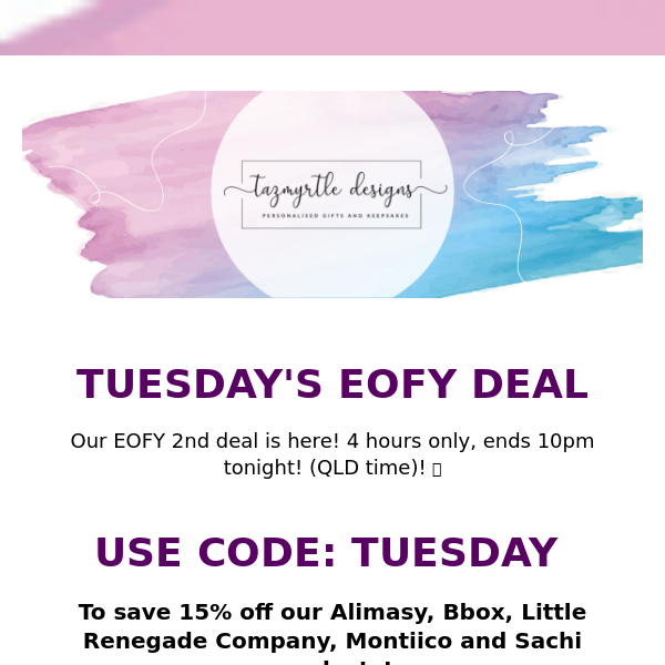 Tuesday's EOFY Deal! 4 hours only!