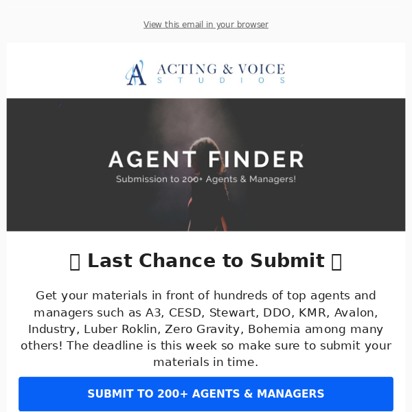 Attention: Submit to 200+ Agents & Managers!