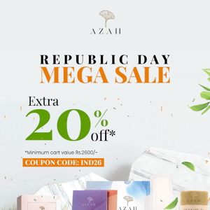Azah republic day sale ends soon | Get extra 20% off