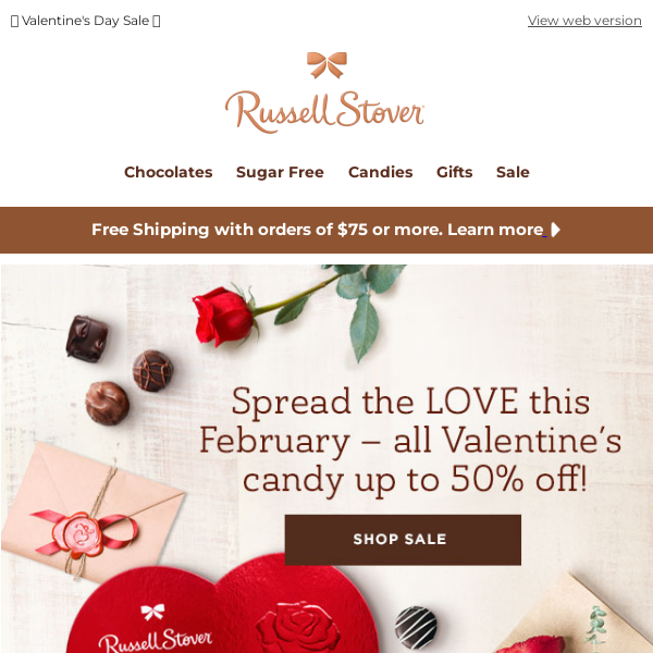 SAVE up to 50% on Valentines Day Sweets!