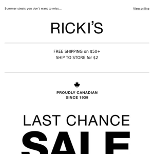 LAST CHANCE SALE: Prices from $10