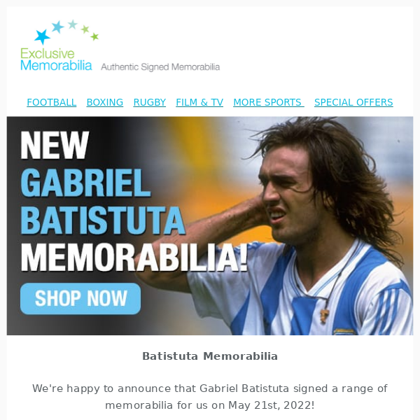 Gabriel Batistuta Signs For Exclusive! ⚽