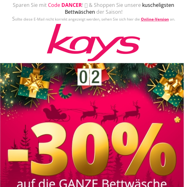 *** -30% auf ALLE Bettwäschen, nur heute! ***