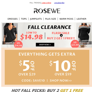 HURRY UP! FALL Clearance Starts NOW!