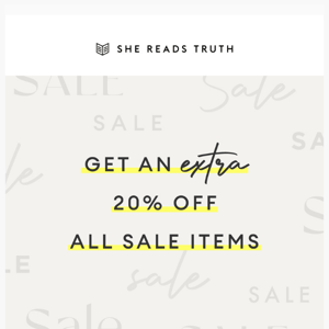 🤩 Get an Extra 20% off All Sale Items!