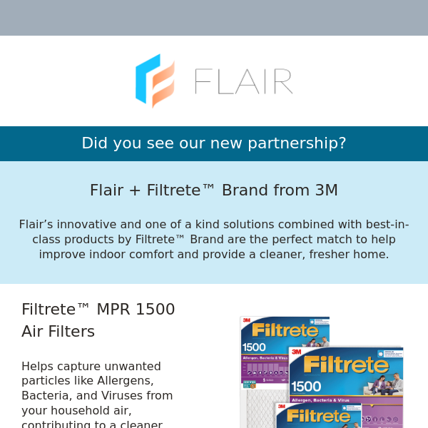 Flair + 3M: Get a free Filtrete™ Air Filter