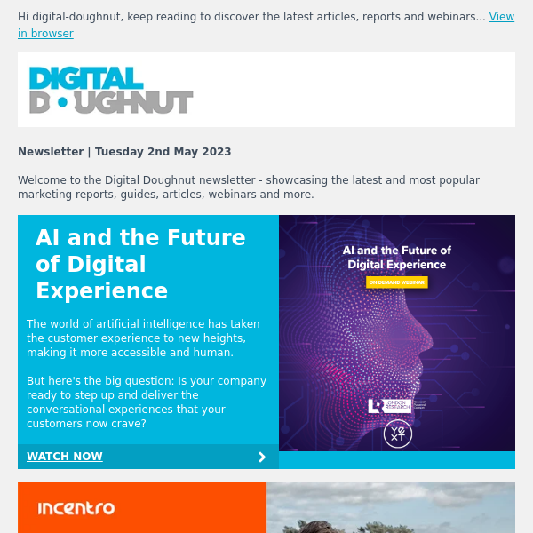 [Newsletter] Artificial Intelligence, the Future of Digital Experience + Much More