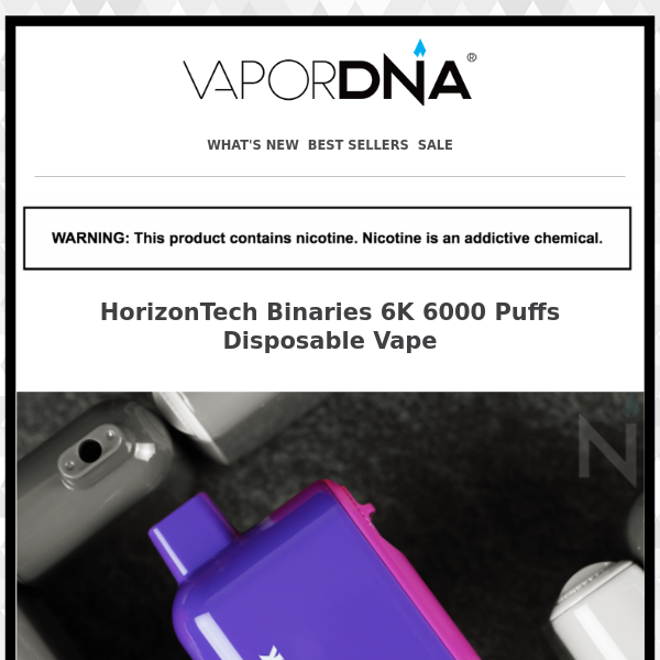 Discover all-new unique flavor profiles from Binaries 6K Disposable Vape!