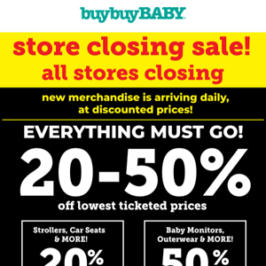 Savings continue at your store closing sale!