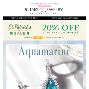 A Touch of Blue: Shop March Birthstone + 20% off St. Patrick’s Collection