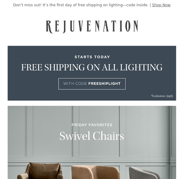 Weekend Exclusive: Free Shipping on all lighting starts today!