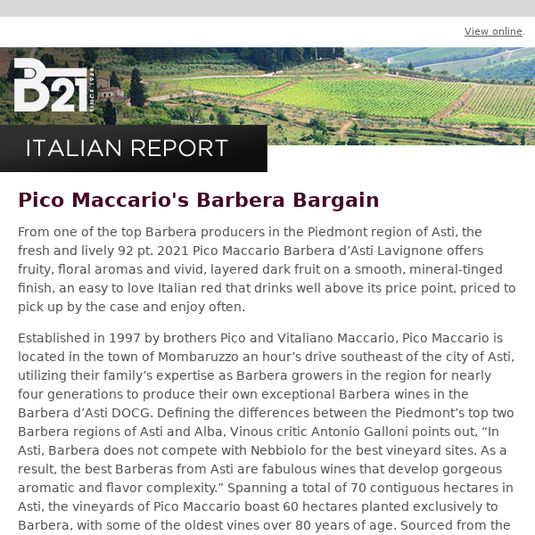 Pico Maccario's Barbera Bargain
