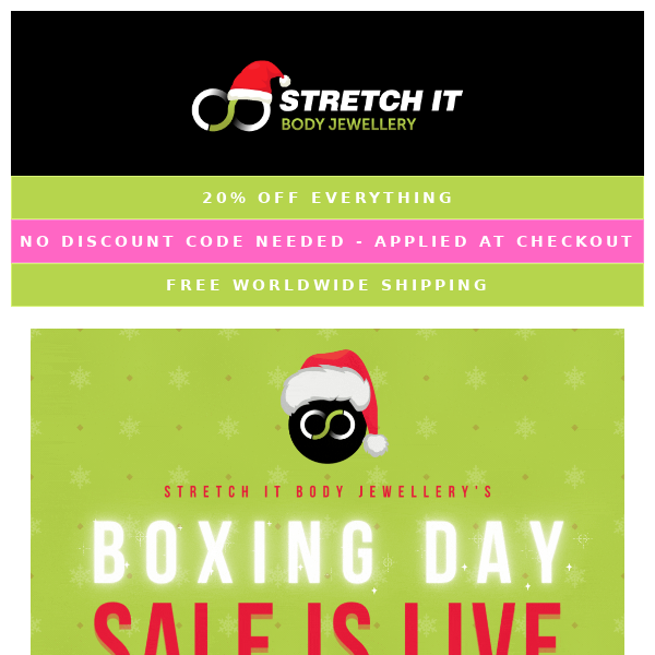 🥊💰 20% Off EVERYTHING - SIBJ's Boxing Day Sale! 🎅
