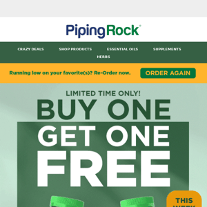 Buy 1 Get 1 Free on Piping Rock Products