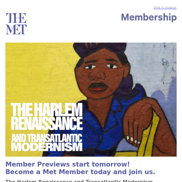 Member Previews Start Tomorrow | 'The Harlem Renaissance and Transatlantic Modernism'