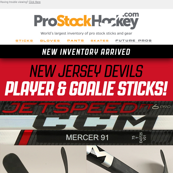 NJ Devils Pro Stock Sticks Arrived – Player & Goalie!