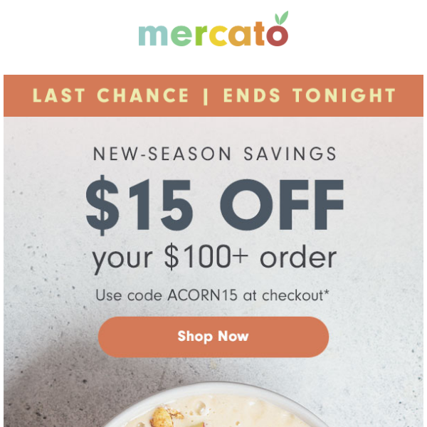 Last Chance! Save $15 on Grocery Delivery