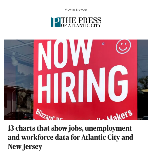 13 charts that show jobs, unemployment and workforce data for Atlantic City and New Jersey