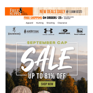 September Cap Sale up to 81% off! Extra discount orders $30+