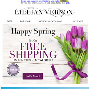 Let's Welcome Spring with Free Shipping on All Orders!