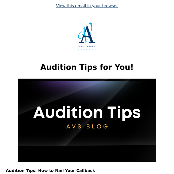 Audition Tips for You!