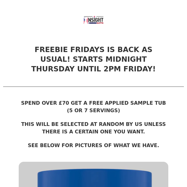 Freebie Fridays at Insight Supps Ltd: Get Free Gifts with Your Purchase! 🎁