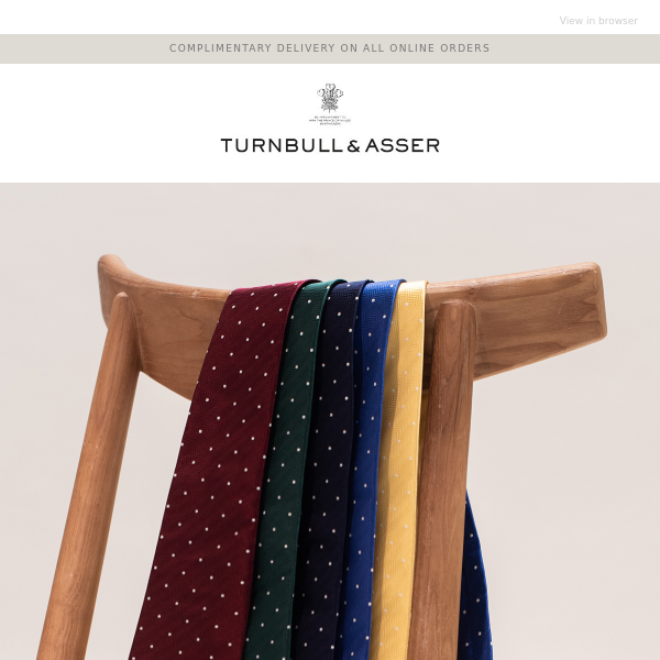 Turnbull & Asser Gold and White Diamond Silk Tie