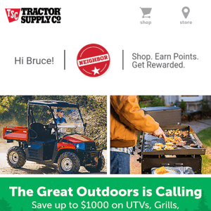 Save up to $1000 on UTVs, Grills, Recreational Gear & More