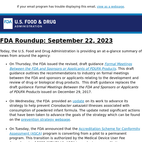 FDA Roundup: September 22, 2023