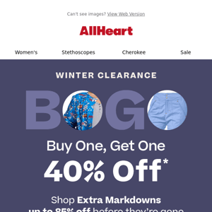 Winter Clearance: BOGO 40% off + up to 85% off