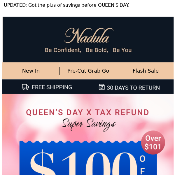 Congrats, ! You've got a $100off code, hurry to use it!